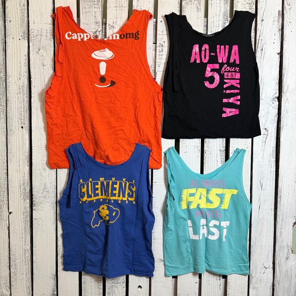 Upcycled T-shirt Tote Bags Set Of 4 Shopping Grocery Compact Reinforced Handmade